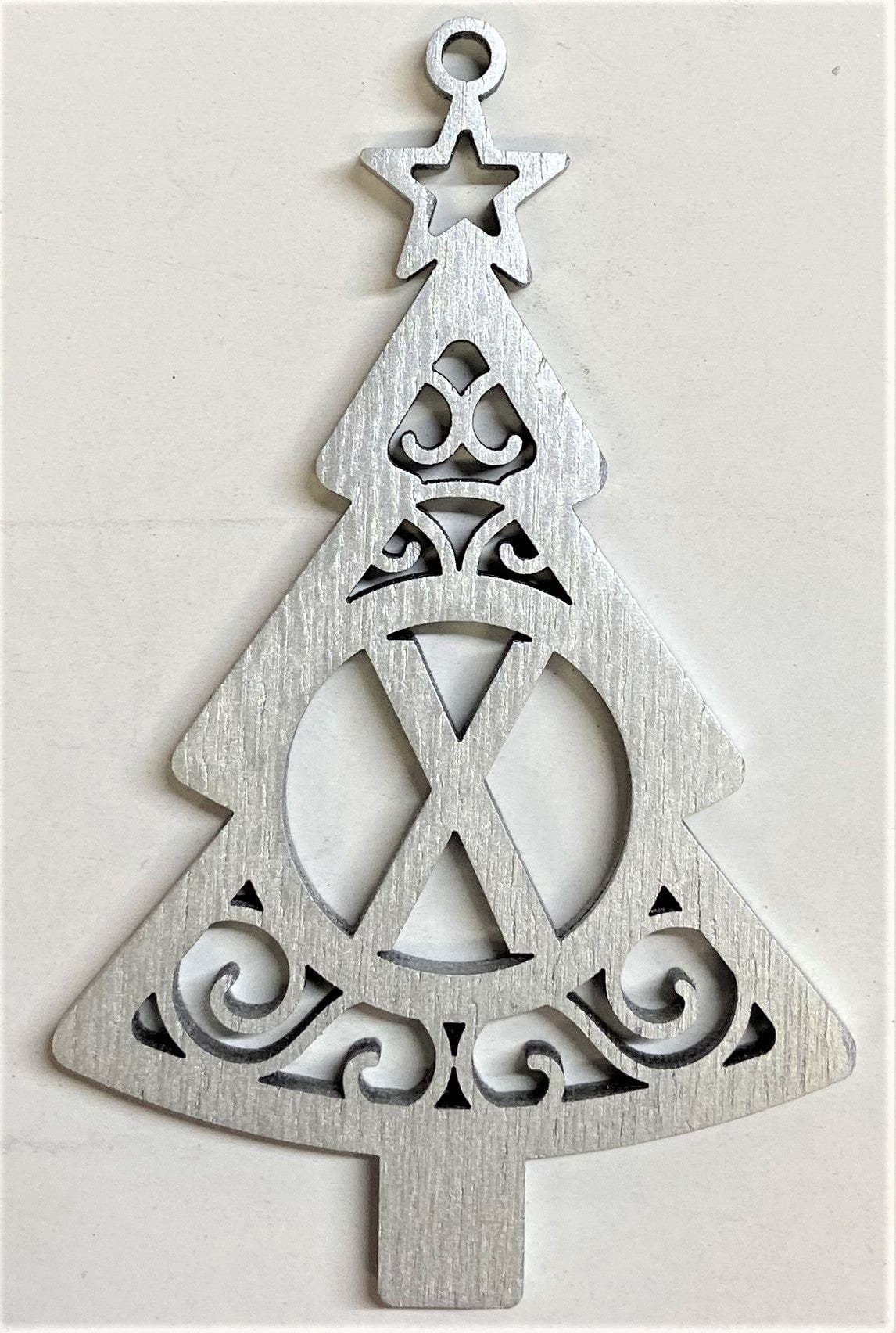 4" Monogram Christmas Tree Ornament X- Silver