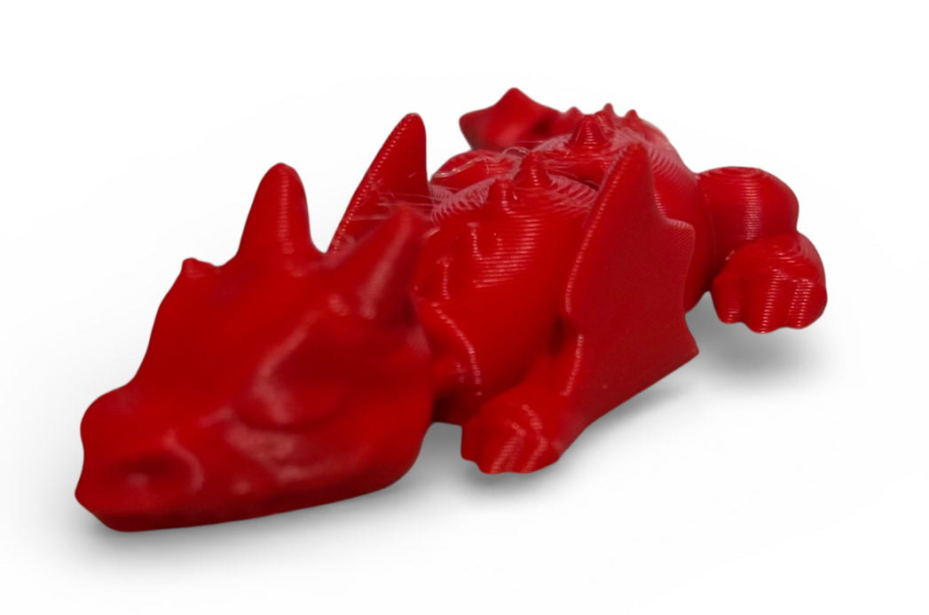3D printed Lazy Dragon - 8-1/4" - Red