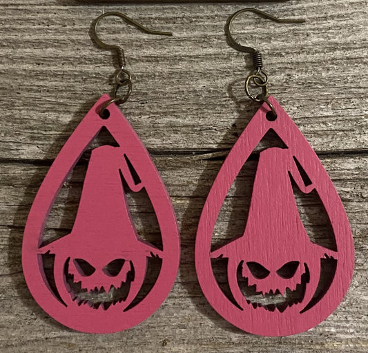 Scarecrow Wood Earrings, Pink