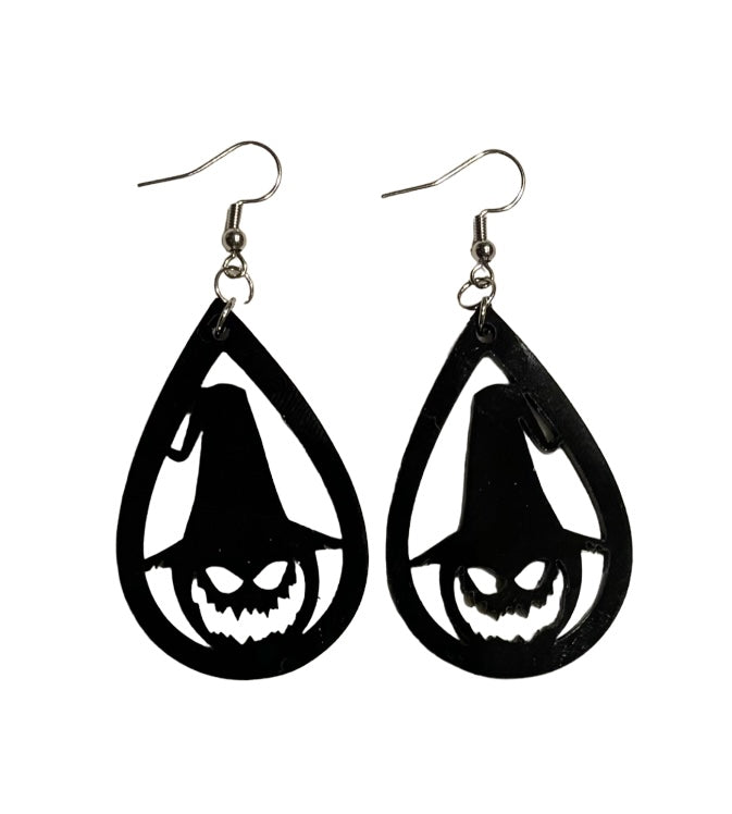 Scarecrow Teardrop Acrylic Earrings, Black