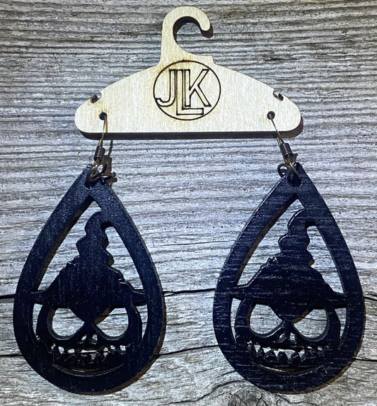 Monster Wood Earrings, Black