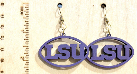 LSU Wood Earrings, Grape