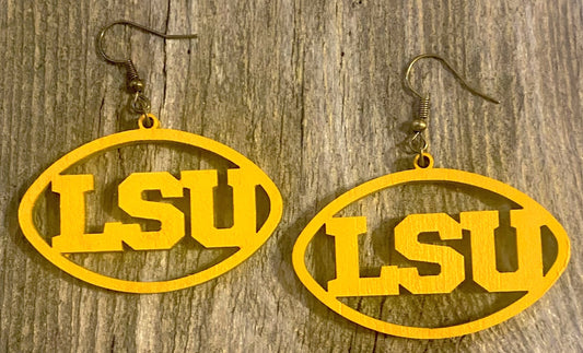 LSU Wood Earrings, Marigold