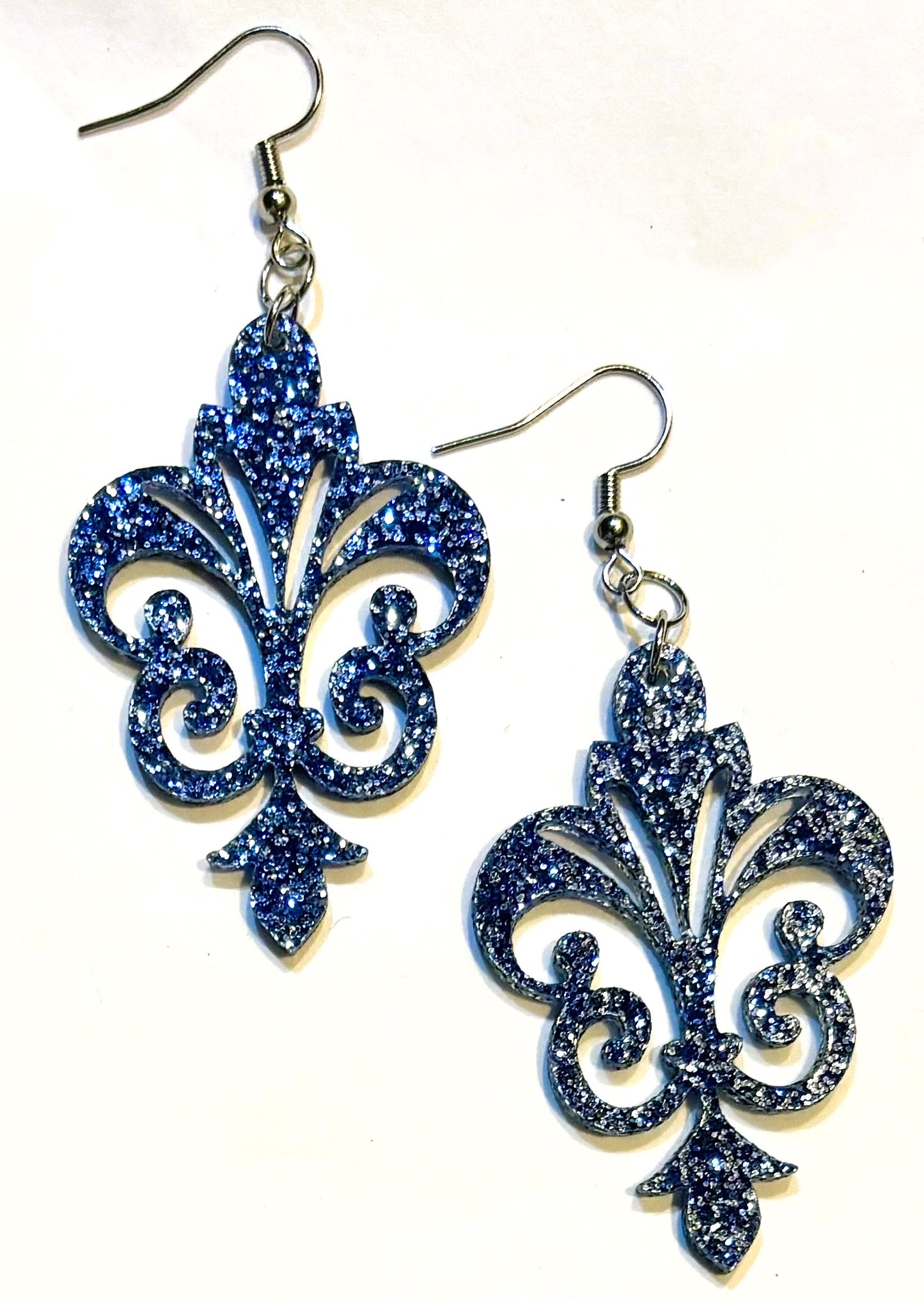 Decorative Acrylic Earrings, Blue Glitter