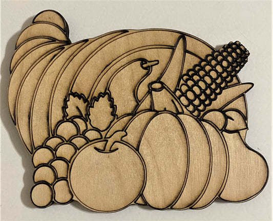 Ready to Paint Plywood Shape - Cornucopia - S059