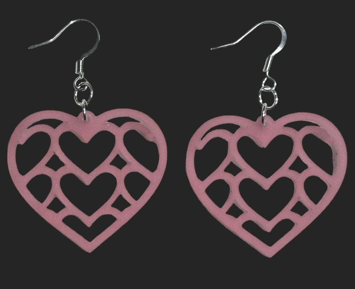 Multi Heart Acrylic Earrings, Passion Fruit