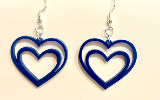 Double Heart Acrylic Earrings, Blue