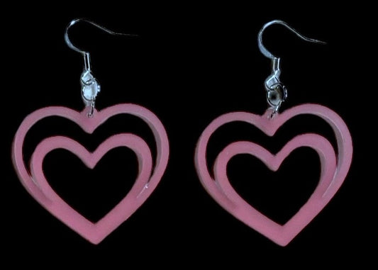 Double Heart Acrylic Earrings, Passion Fruit