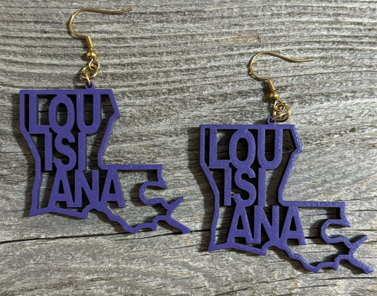 Louisiana Wood Earrings, Grape