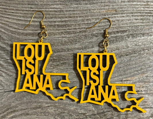 Louisiana Wood Earrings, Marigold