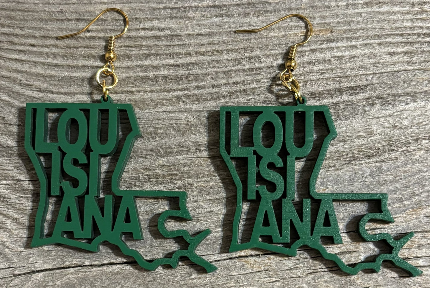 Louisiana Wood Earrings, Green