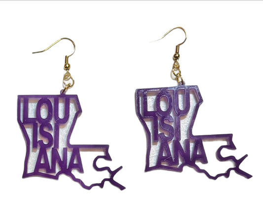 Louisiana Acrylic Earrings, Translucent Violet