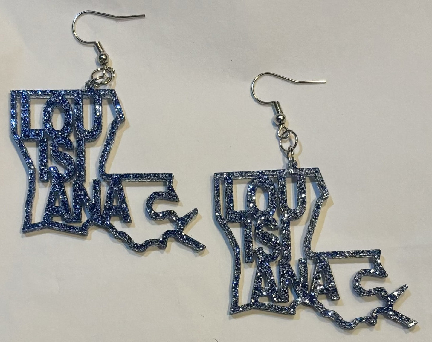 Louisiana Acrylic Earrings, Galaxy Blue Glitter