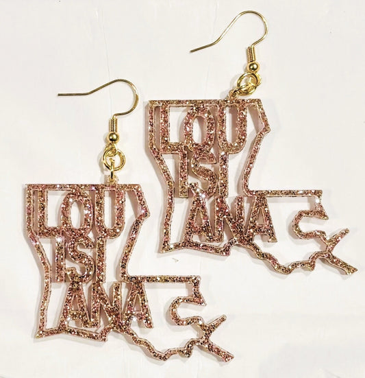 Louisiana Acrylic Earrings, Champagne Glitter