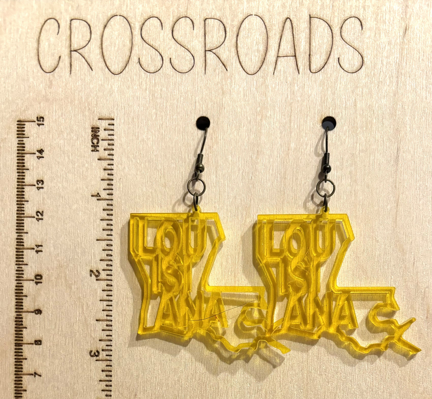 Louisiana Acrylic Earrings, Translucent Yellow