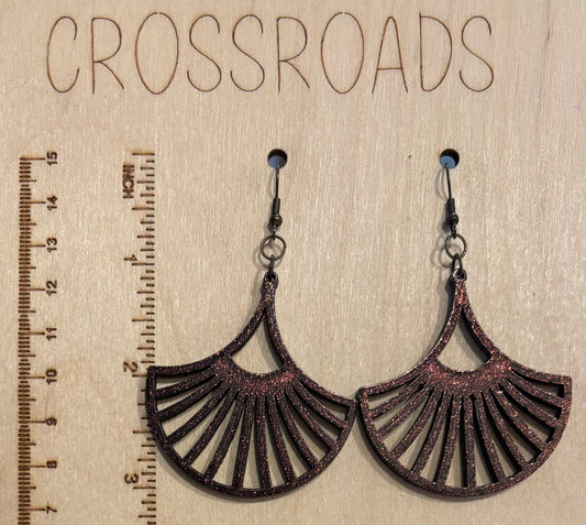 Fan Wood Earrings, Colorshift Pink Champagne