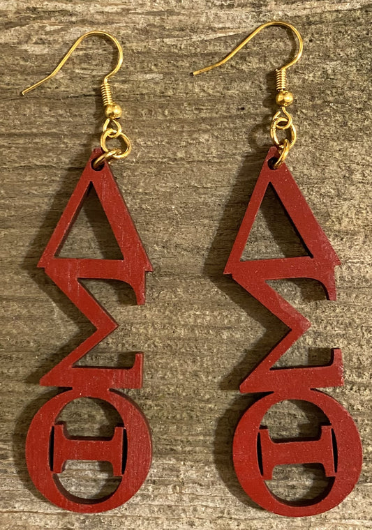 Delta Sigma Theta Wood Earrings, Crimson