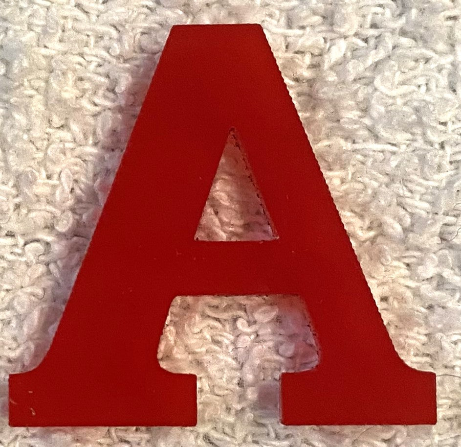 Red Acrylic Letter - 1" Tall - Font #01