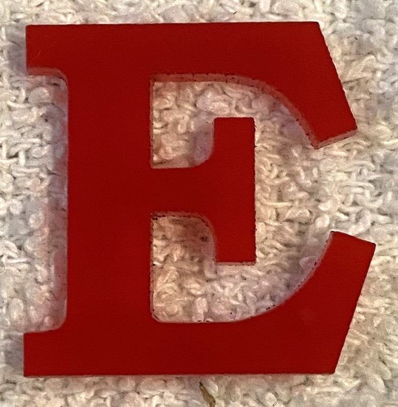 Red Acrylic Letter - 1" Tall - Font #01