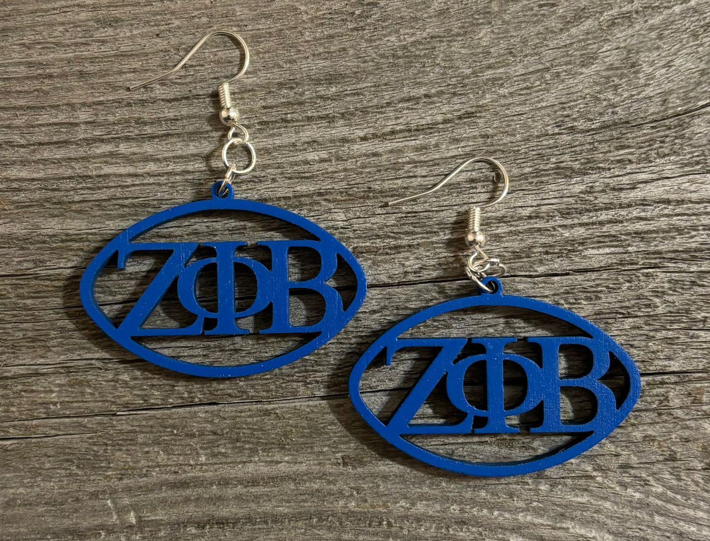 Zeta Phi Beta Wood Earrings, Blue