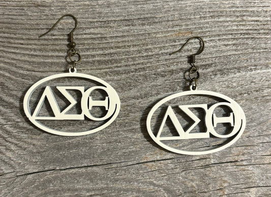 Delta Sigma Theta Wood Earrings, Heirloom White