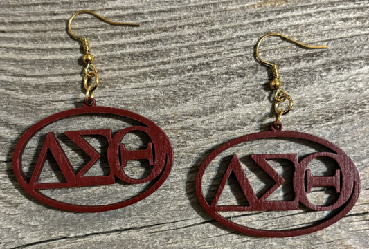 Delta Sigma Theta Wood Earrings, Crimson