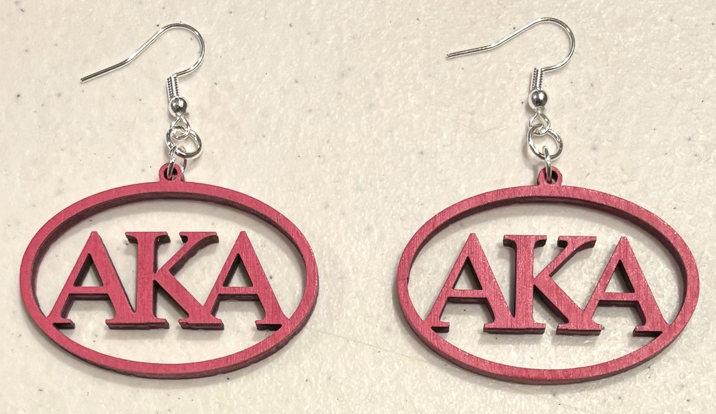 Alpha Kappa Alpha Wood Earrings, Pink