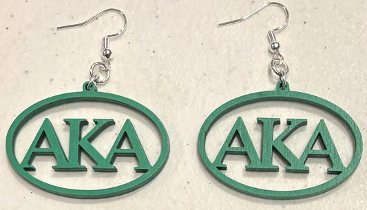 Alpha Kappa Alpha Wood Earrings, Spring Green