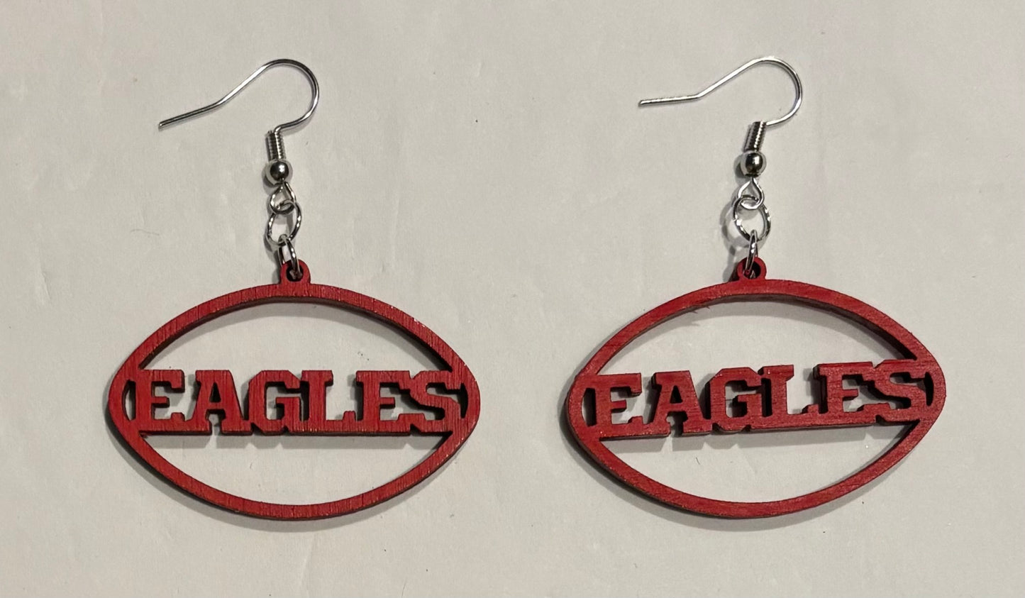 Eagles Wood Earrings, Red