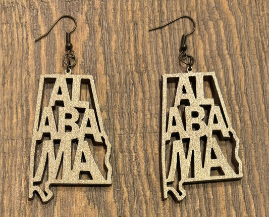 Alabama Wood Earrings, Old Gold