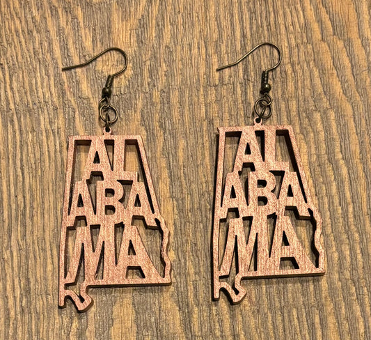 Alabama Wood Earrings, Copper