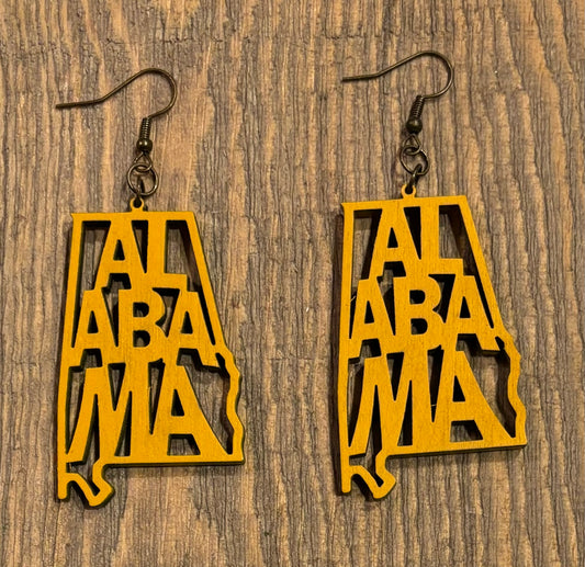 Alabama Wood Earrings, Marigold