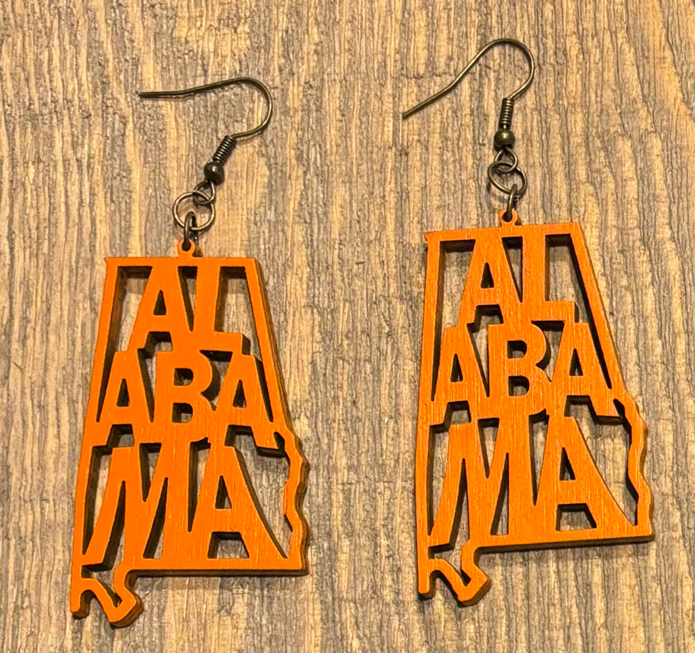 Alabama Wood Earrings, Orange