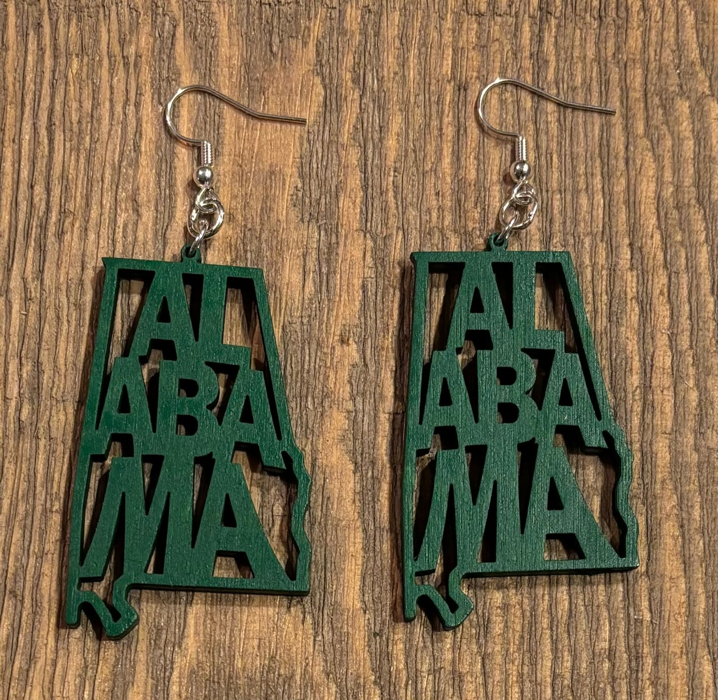 Alabama Wood Earrings, Green