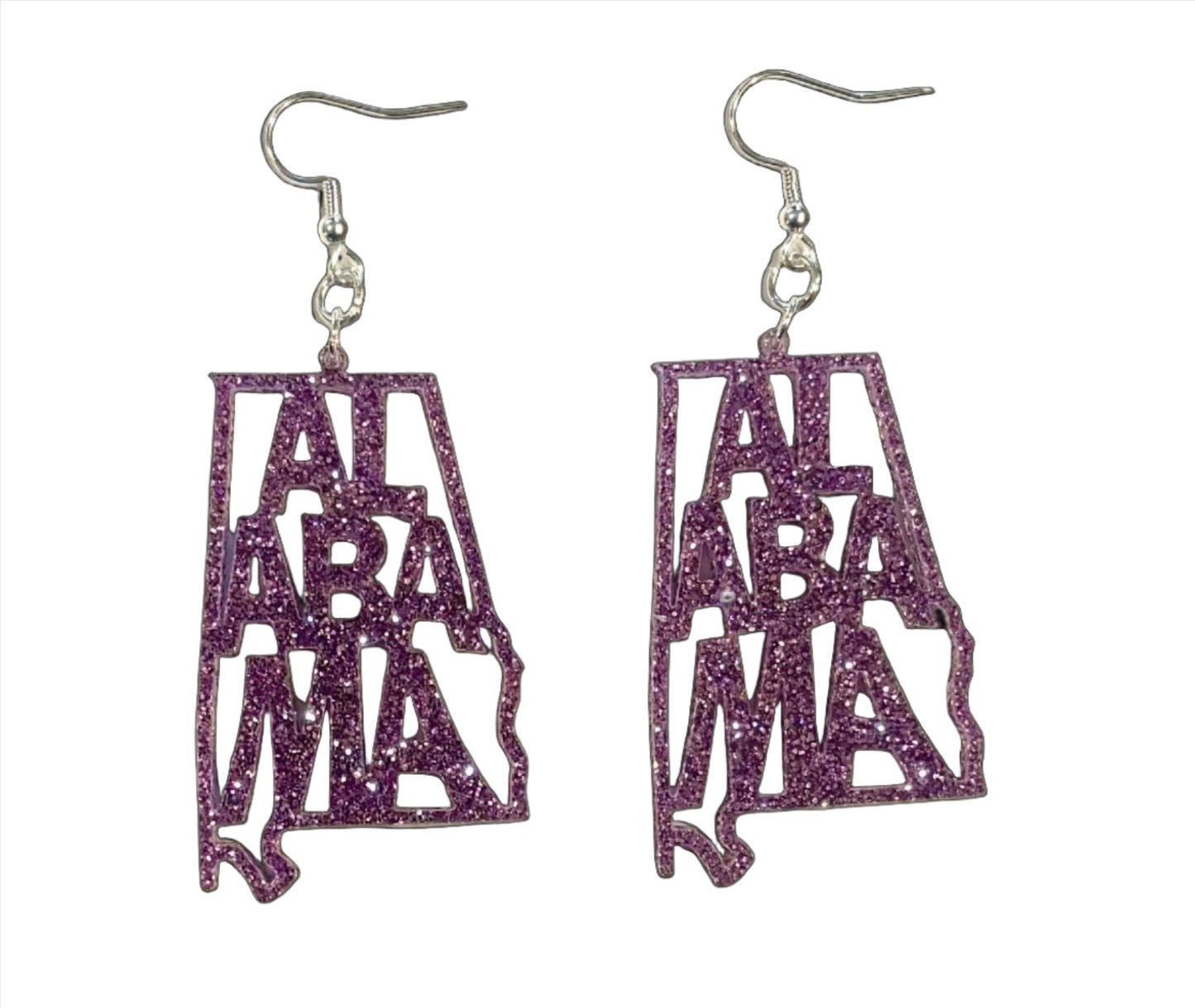 Alabama Acrylic Earrings, Lavender Glitter