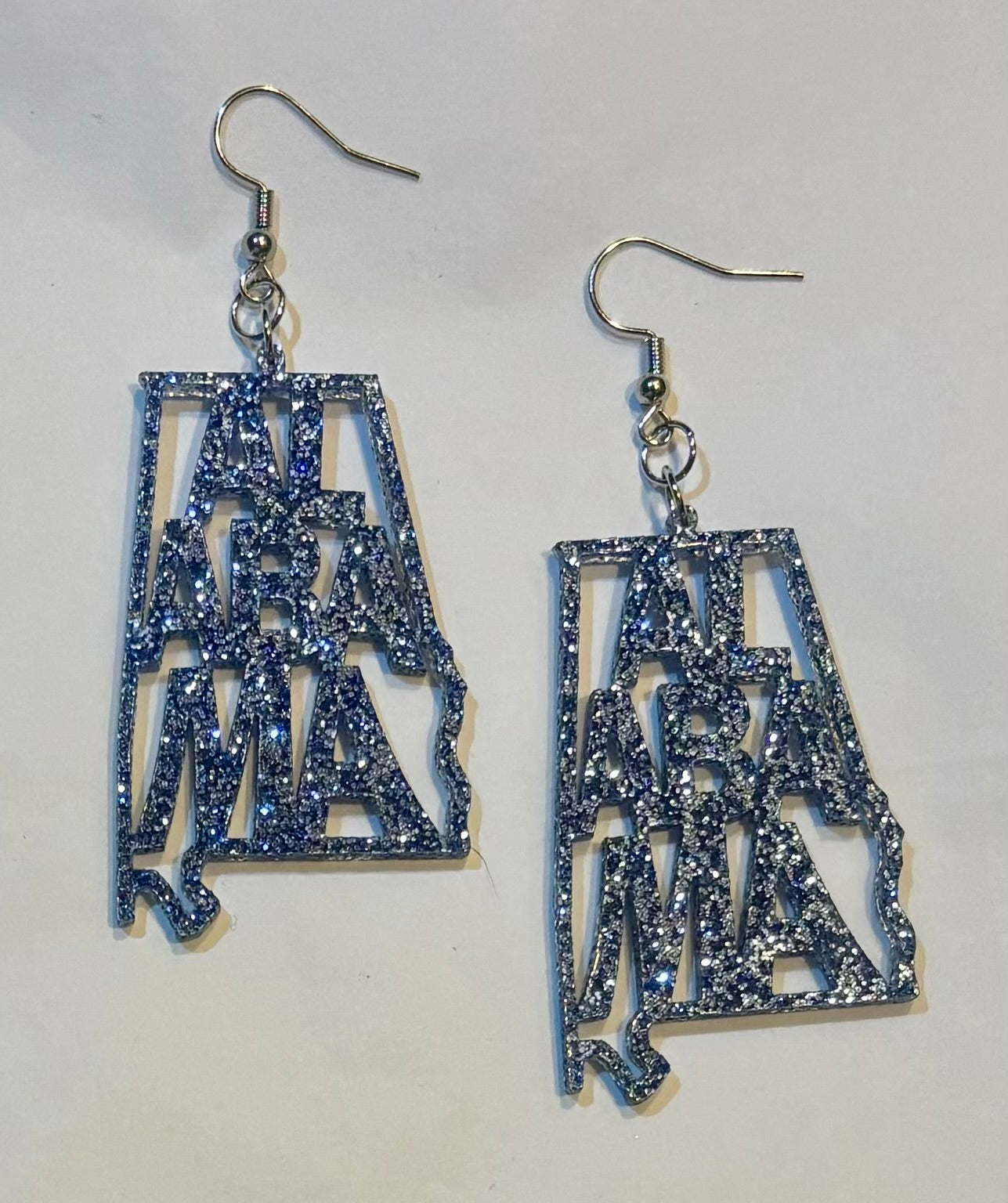 Alabama Acrylic Earrings, Galaxy Blue Glitter