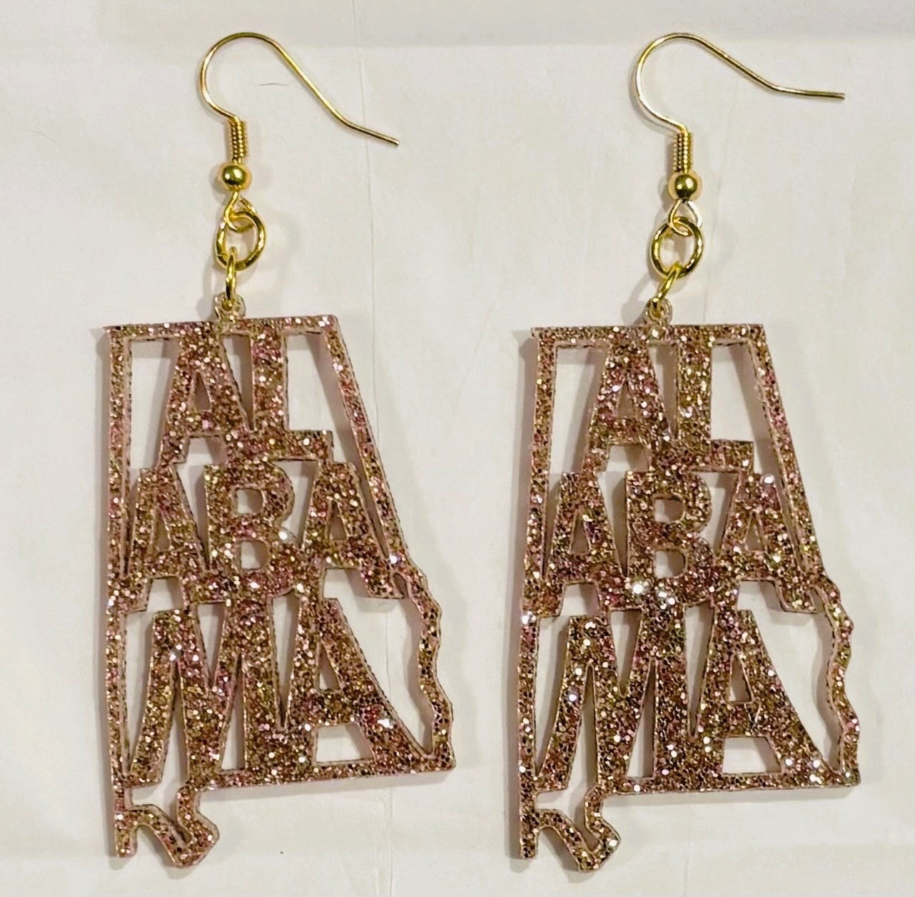 Alabama Acrylic Earrings, Champagne Glitter