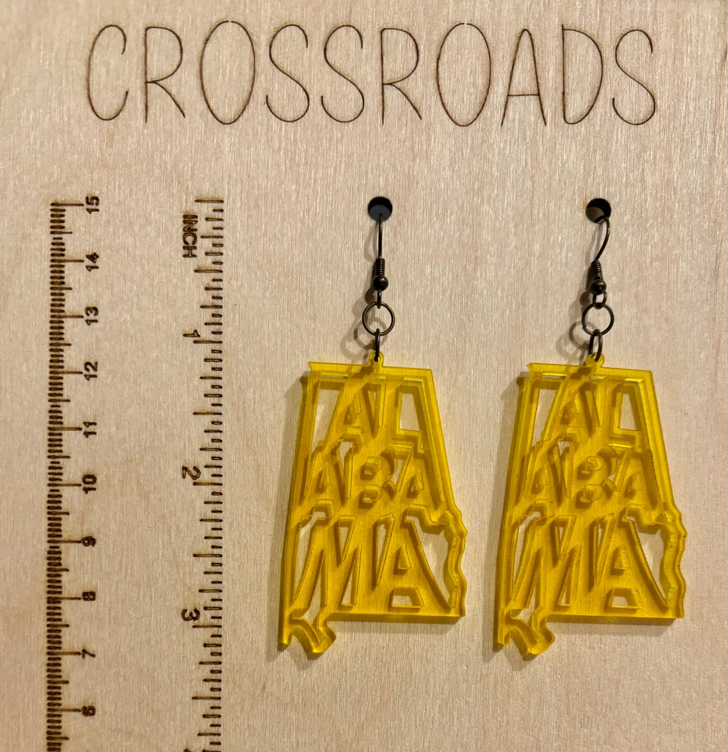 Alabama Acrylic Earrings, Translucent Yellow