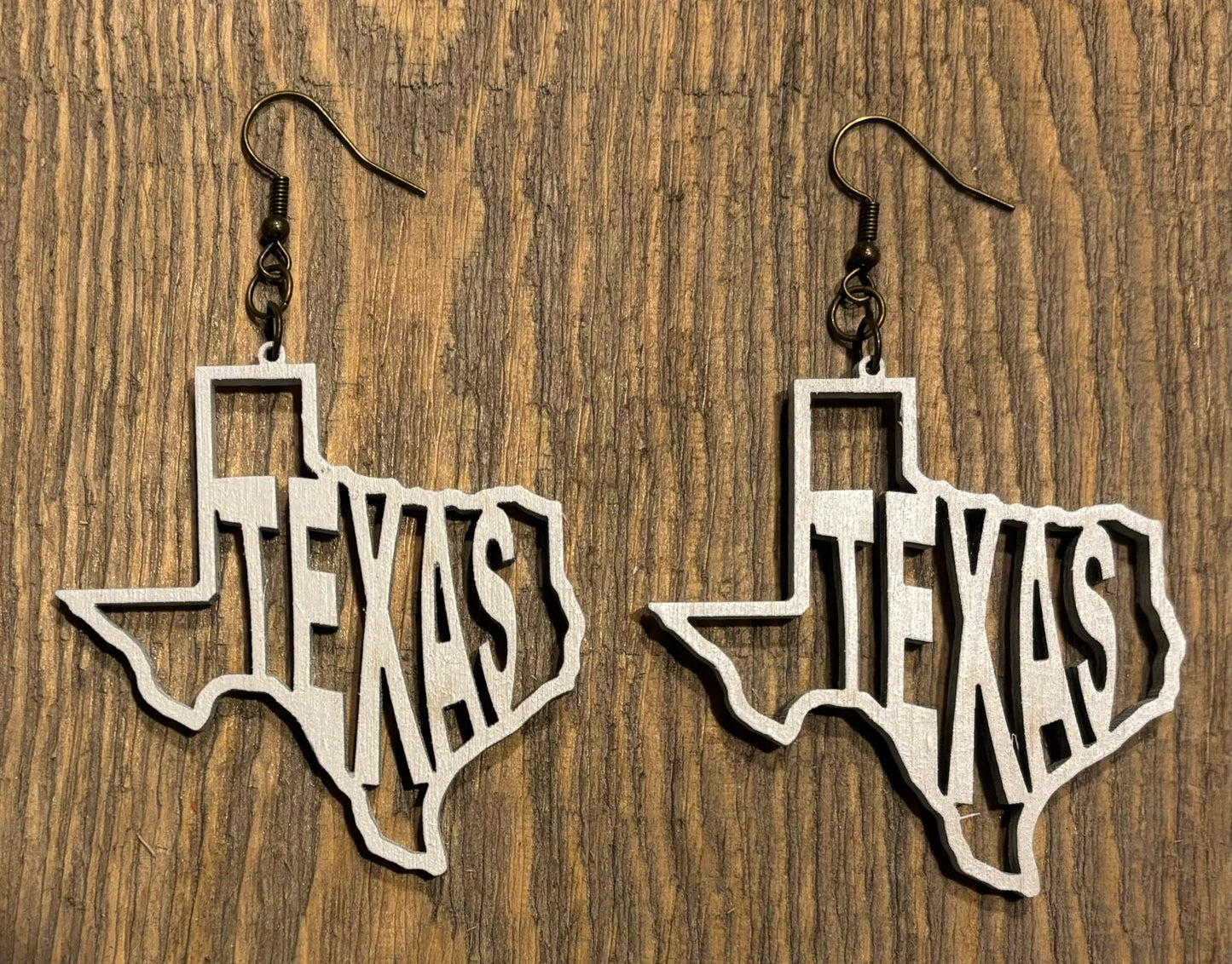 Texas Wood Earrings, White