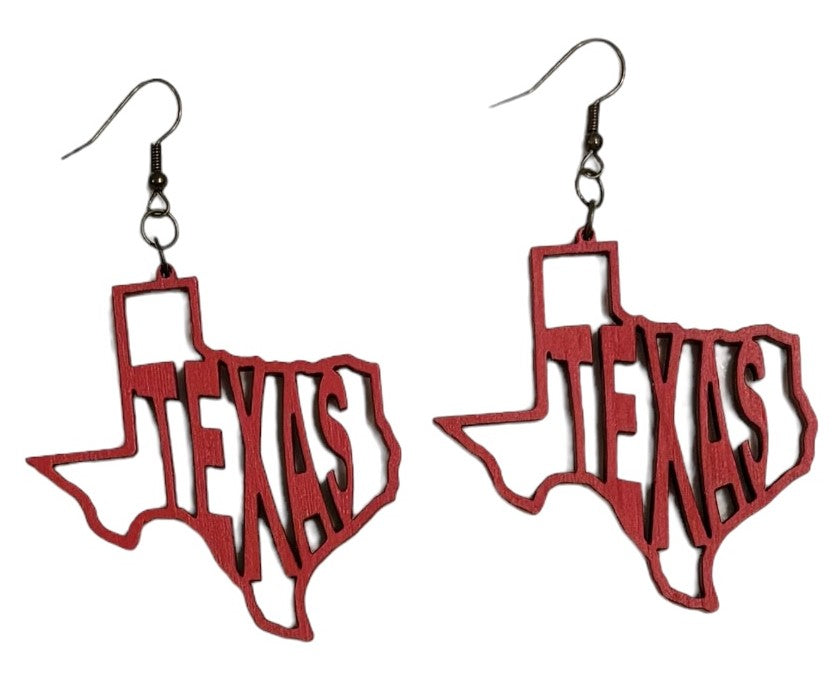 Texas Wood Earrings, Red