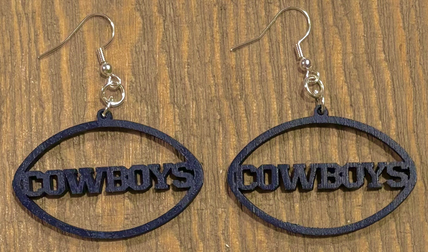 Cowboys Wood Earrings, Navy