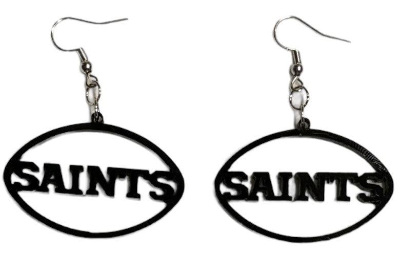 Saints Acrylic Earrings, Black