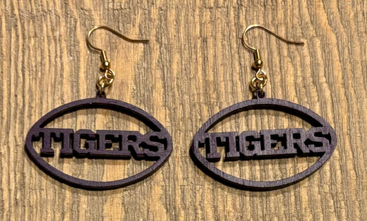 Tigers Wood Earrings, Purple