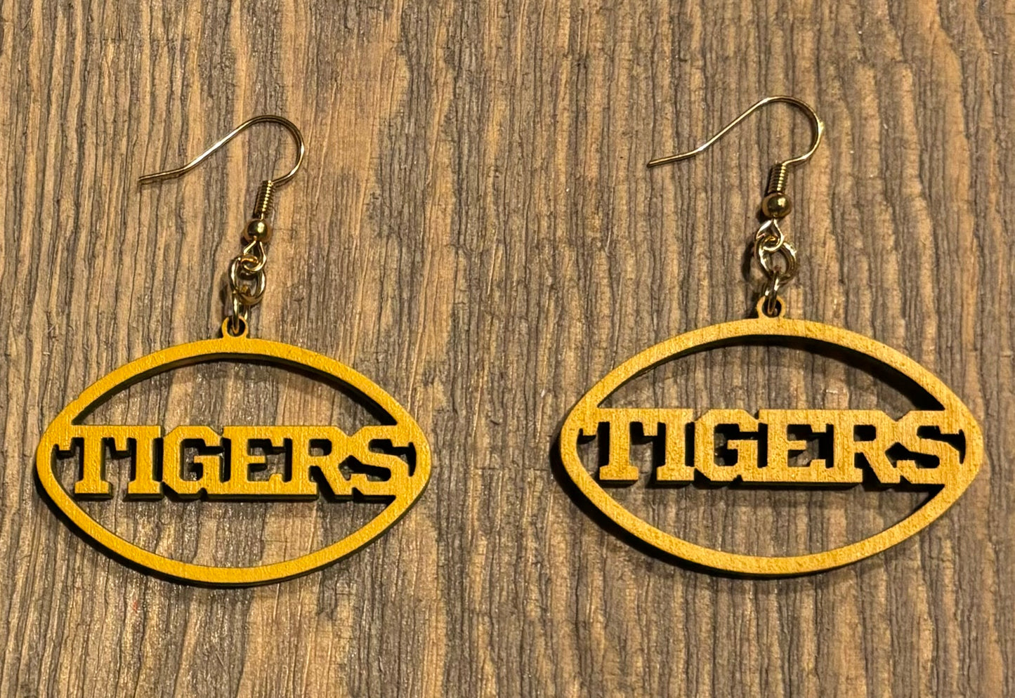 Tigers Wood Earrings, Marigold