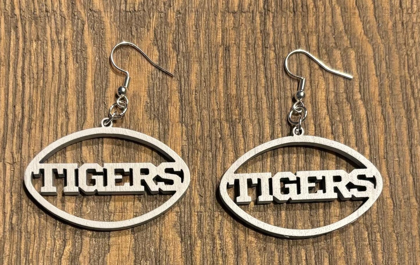 Tigers Wood Earrings, White