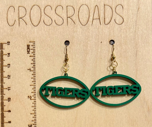 Tigers Wood Earrings, Green