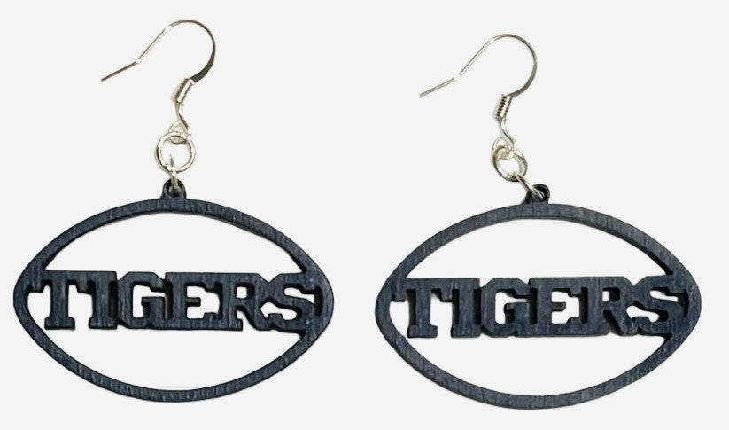 Tigers Wood Earrings, Navy