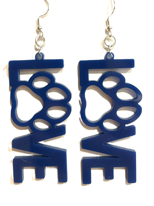 Love Paw Acrylic Earrings, Blue