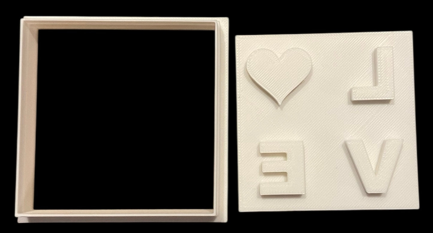 3D printed Cookie Cutter - 3.1" Square LOVE
