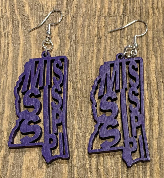 Mississippi Wood Earrings, Grape